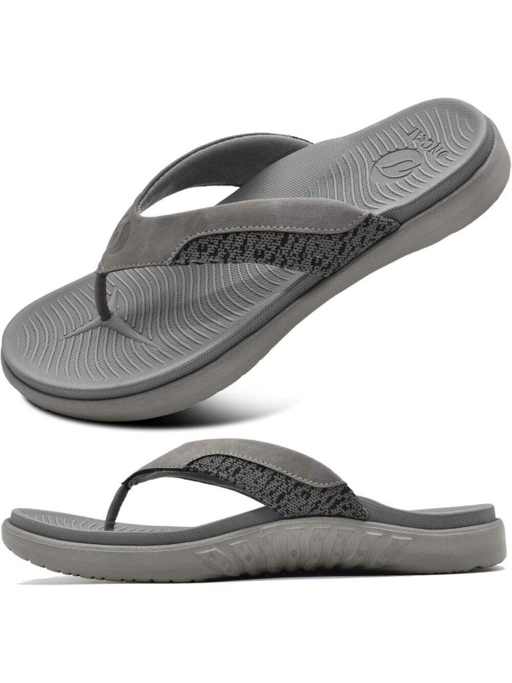 Men's Grey Flip Flop Open Toe Athletic Orthotic Fasciitis Sport Sandal Shoes